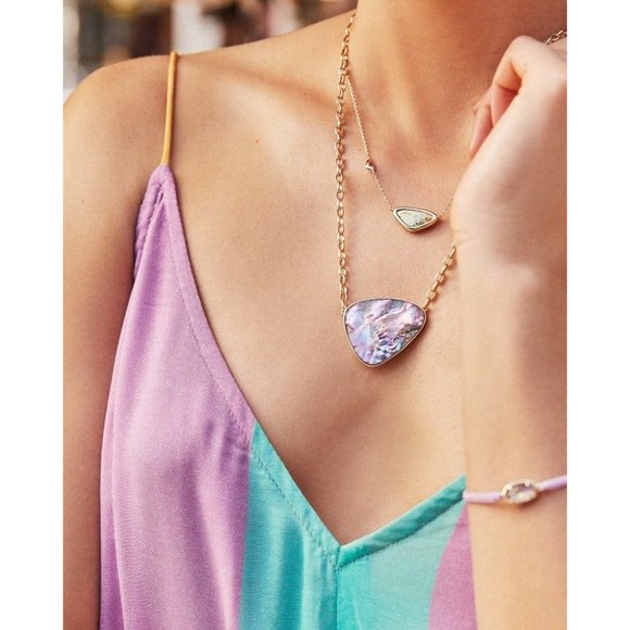 NWT Kendra Scott "McKenna" Pendant Necklace, Vintage Gold and Abalone Stone - Picture 11 of 11